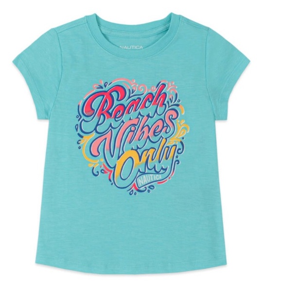 NWT Nautica Girls Beach Vibes Only Foil Graphic T-Shirt - Picture 1 of 6